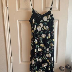 Xhilaration Black Lemon Print Maxi Dress